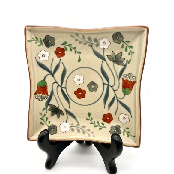 Floral Trinket Jewelry Soap Dish Square Asian Design - Picture 2 of 5